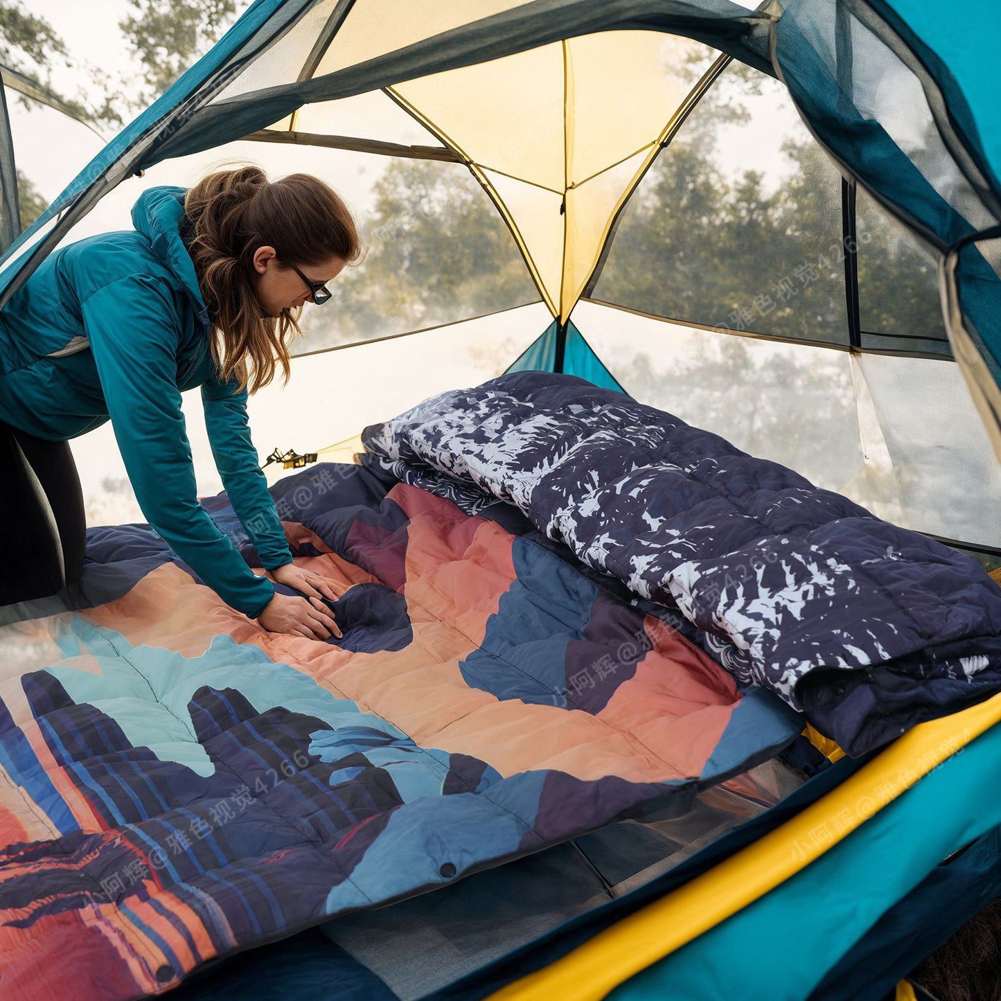 Down Camping Blanket (Mountain Sunset)