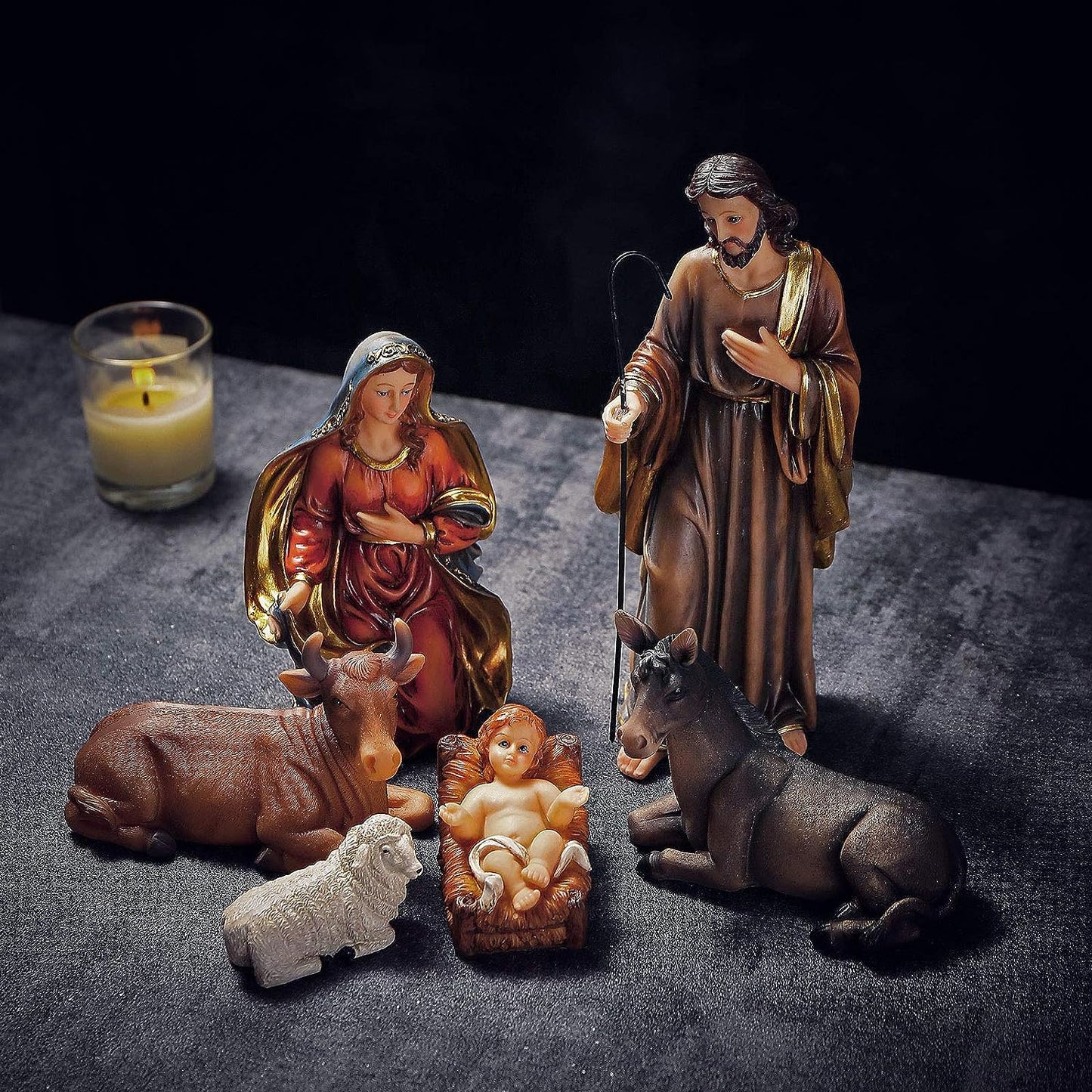 Nativity Set 8.5 inch Resin Stone 11 Figurines, Christmas Decoration Nativity Scene
