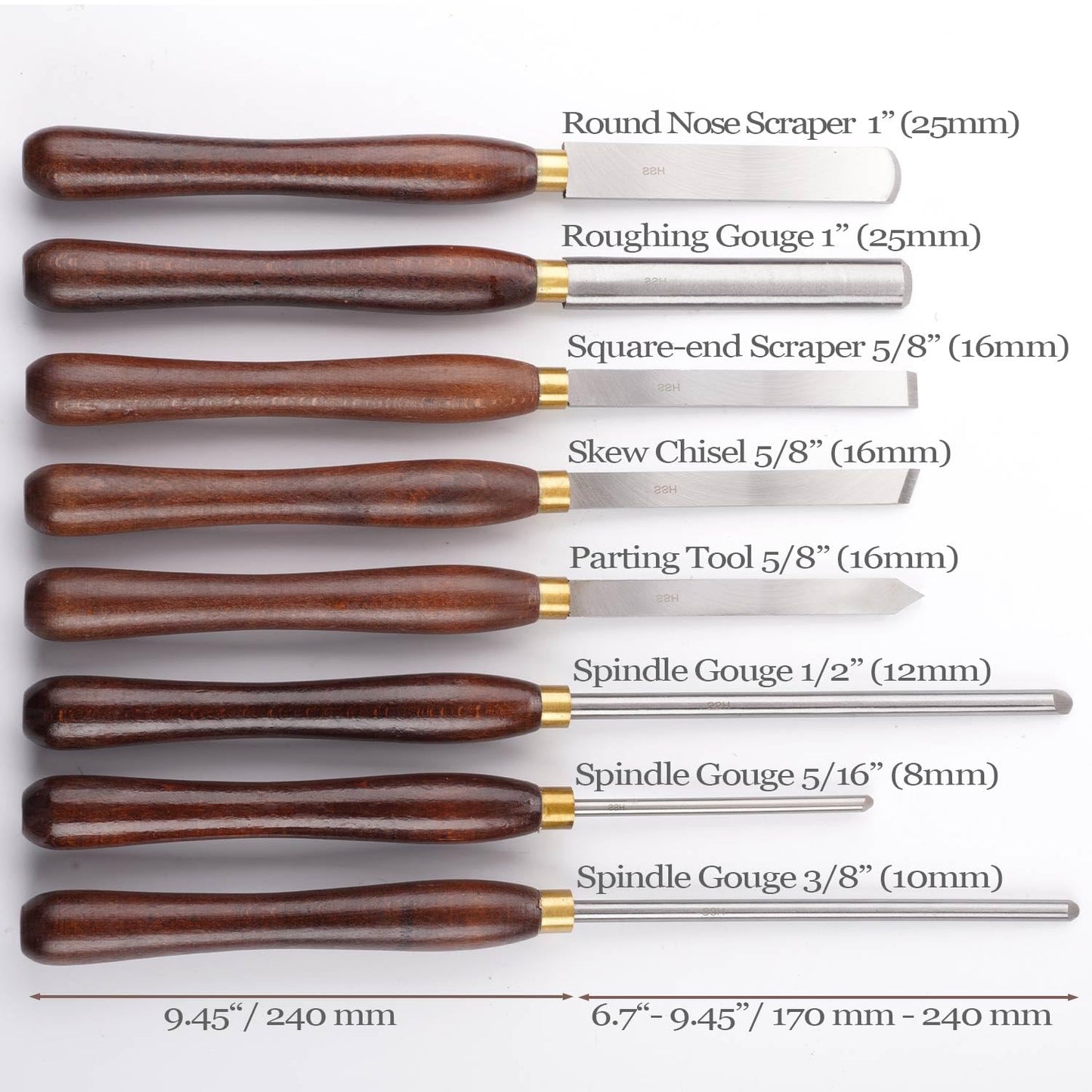 Woodworking 8-Piece HSS Wood Turning Tools Lathe Chisel Set