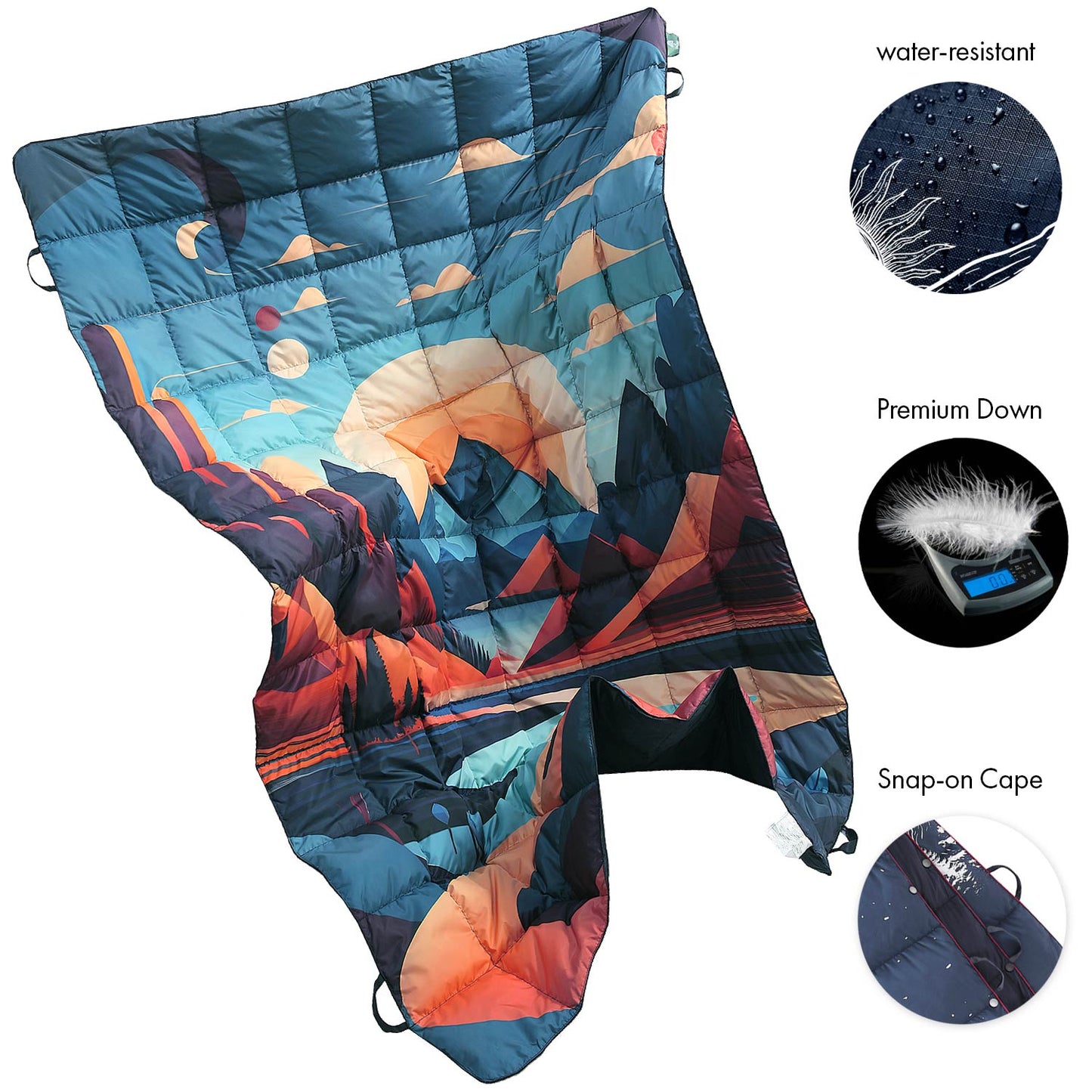 Down Camping Blanket (Mountain Sunset)