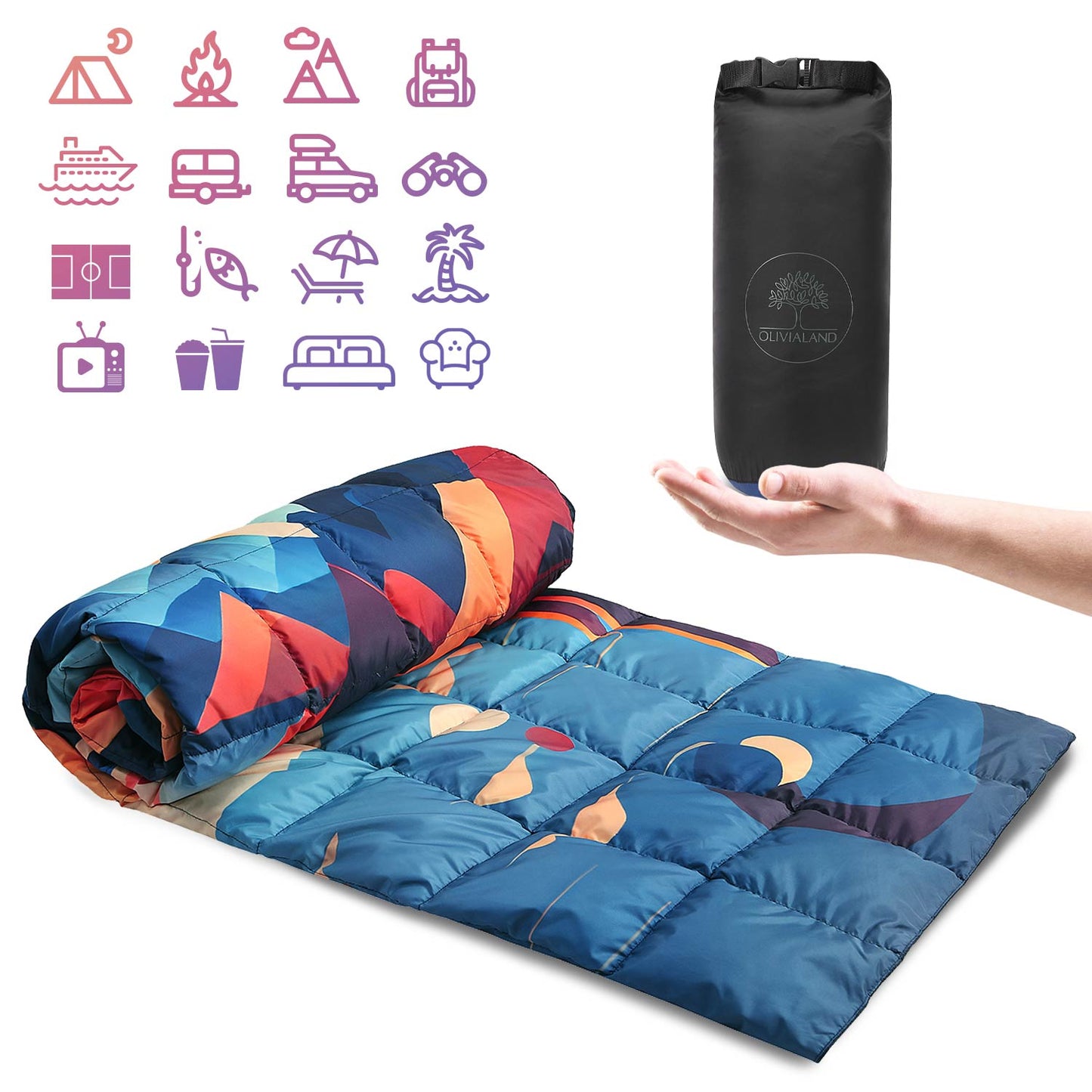 Down Camping Blanket (Mountain Sunset)