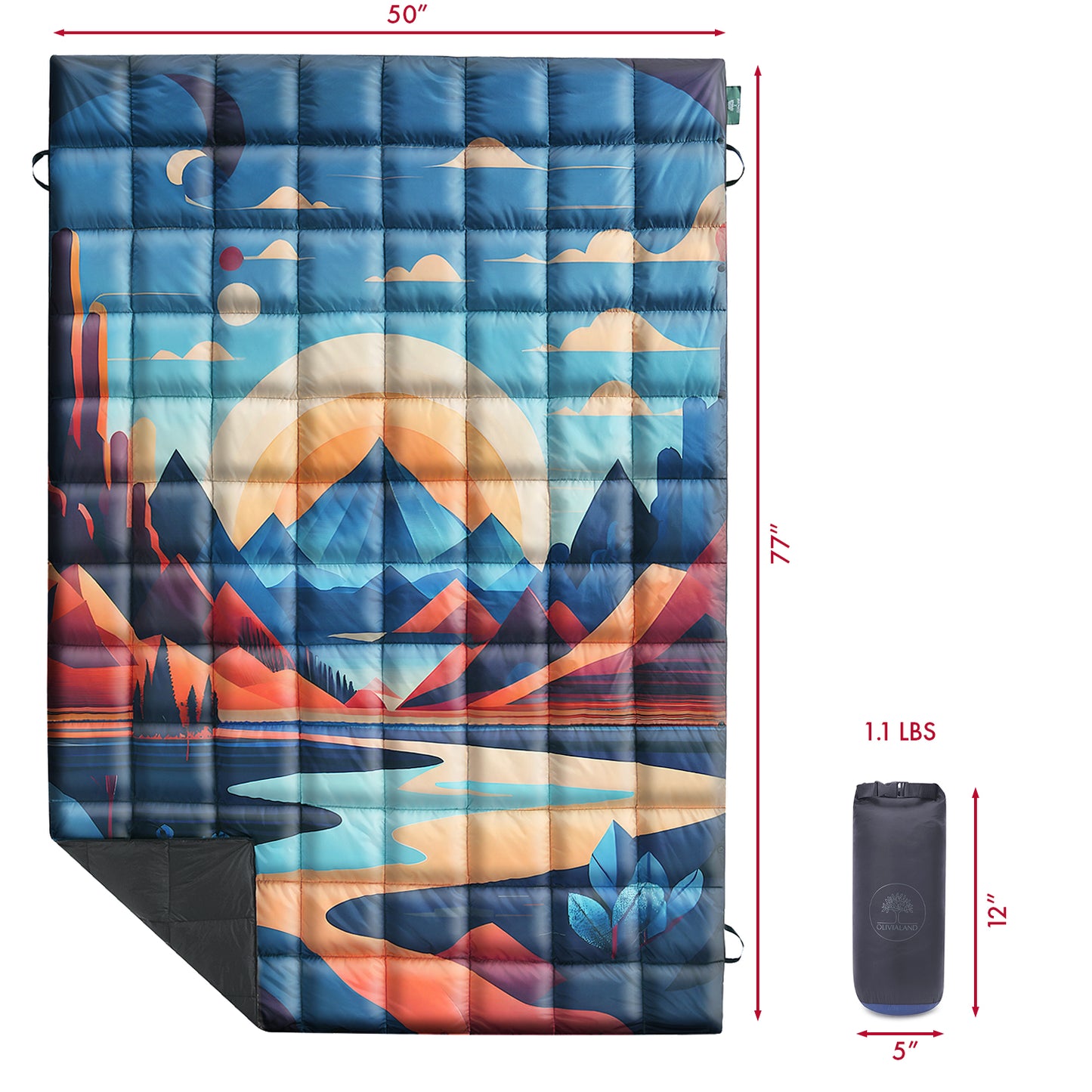 Down Camping Blanket (Mountain Sunset)