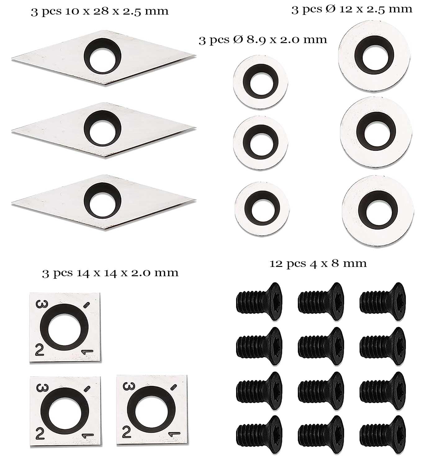 12-Piece Carbide Cutter Inserts Replacement
