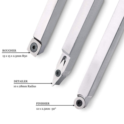 Woodturning Carbide Lathe Tools, set of 3