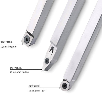 Woodturning Carbide Lathe Tools, set of 3
